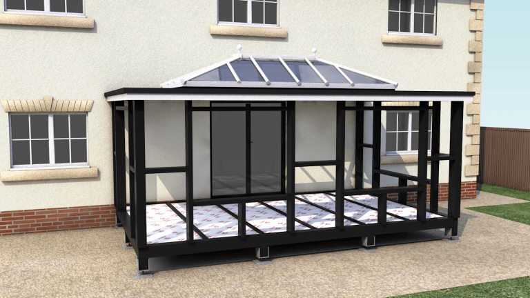 Prefab Wall Extension Conservatory Modular Base & Walls | Prefabricated Home Extension